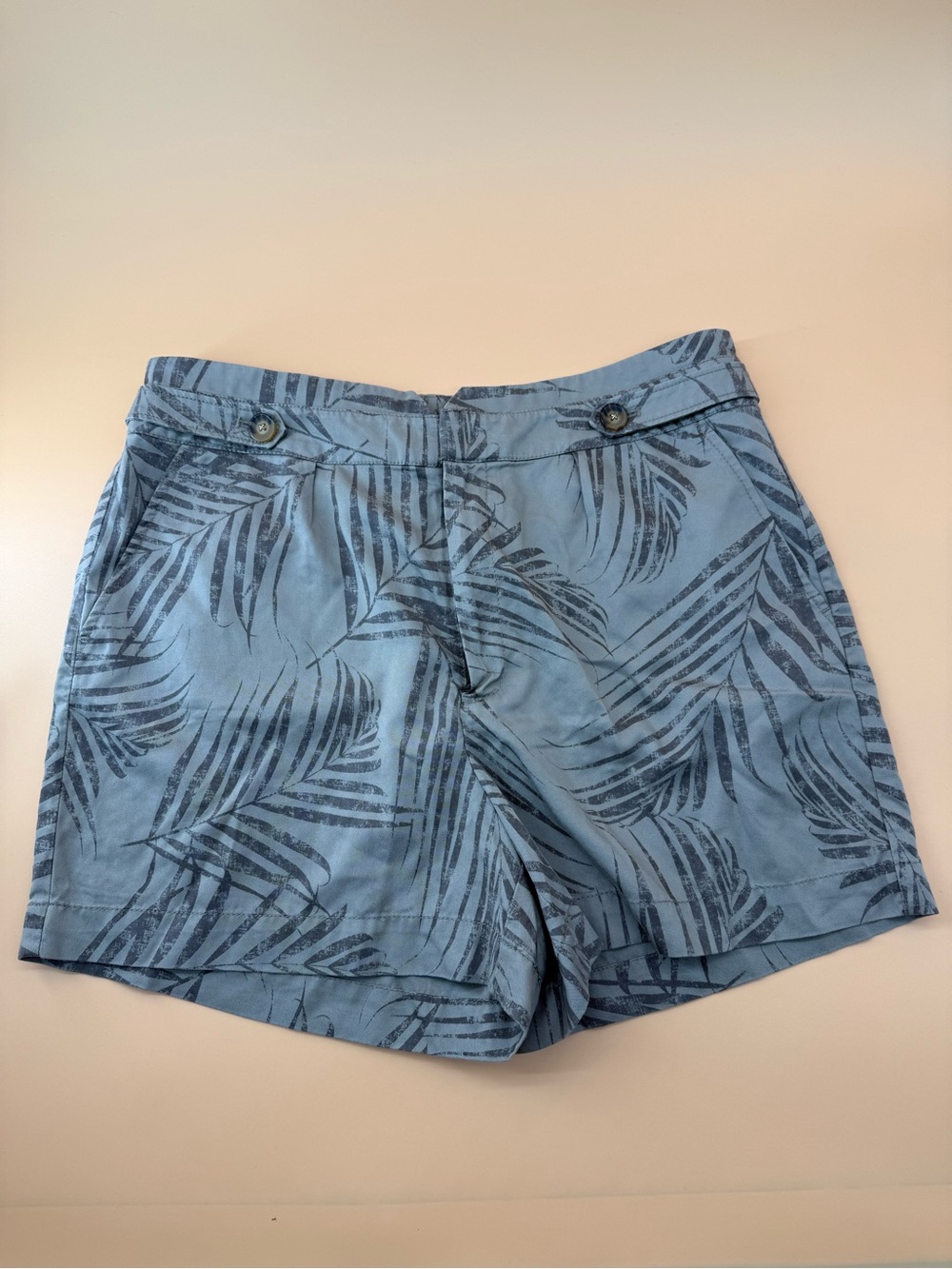 White House Black Market Taupe Leaf Printed Bermuda Short